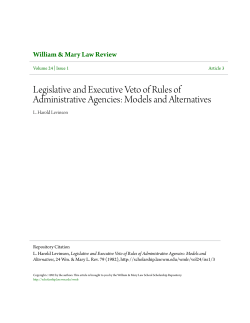 Legislative and Executive Veto of Rules of Administrative Agencies