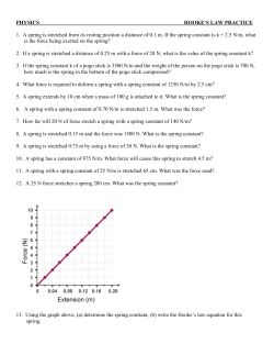 PHYSICS HOOKE`S LAW PRACTICE 1. A spring is stretched from its