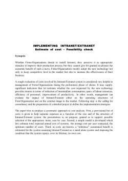 IMPLEMENTING INTRANET/EXTRANET Estimate of cost