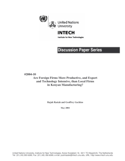 Are Foreign Firms More Productive, and Export and - unu