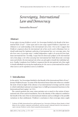 Sovereignty, International Law and Democracy