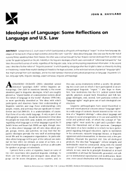 Ideologies of Language: Some Reflections on