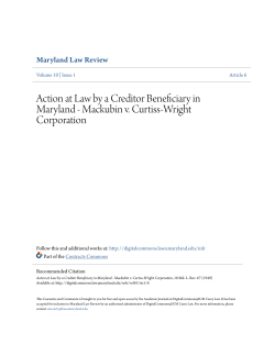 Action at Law by a Creditor Beneficiary in Maryland