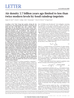 Air density 2.7 billion years ago limited to less than twice modern