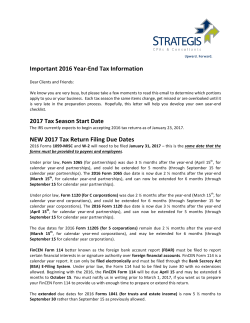Important 2016 Year-End Tax Information 2017 Tax Season Start
