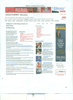 DAIL&yen; NEWS I Education `Defiance` schooling classes on Holocaust