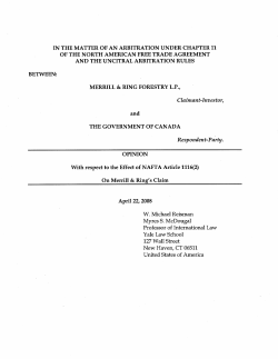 Opinion with respect to the Effect of NAFTA Article 1116(2)