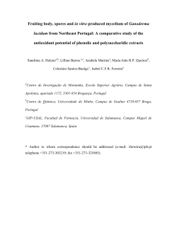 Fruiting body, spores and in vitro produced mycelium of Ganoderma