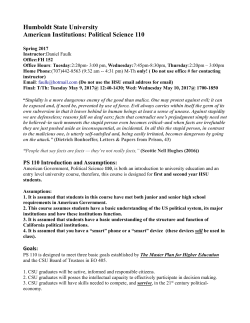 Humboldt State University American Institutions: Political Science 110