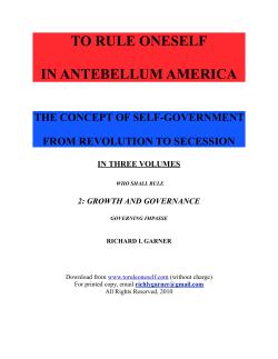 Growth and Governance - To Rule Oneself in Antebellum America