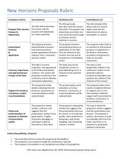 New Horizons Proposals Rubric