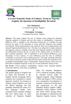 A Lexico-Semantic Study of Culinary Terms in Nigerian English: the
