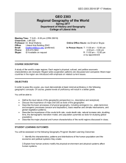 GEO 2303 Regional Geography of the World - UCO