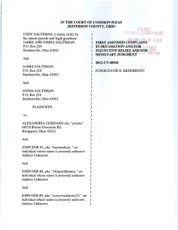 First Amended Complaint in Defamation and For Injunctive Relief