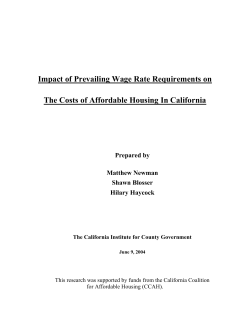 Impact of Prevailing Wage Rate Requirements on The Costs of