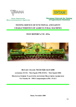 TEST REPORT n&deg; 03 - 031a ROTARY TILLER: MAXI SQUALO 4200