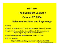 NST 160 Theil Selenium Lecture 1 October 27, 2004 Selenium