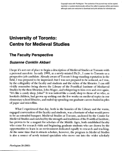 University of Toronto: Centre for Medieval Studies