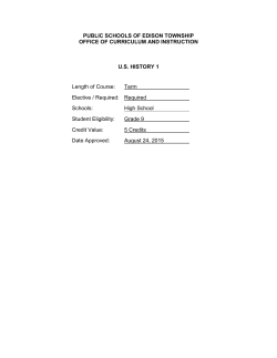 US History I - Edison Township Public Schools