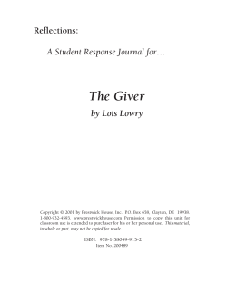 The Giver - Response Journal Sample PDF
