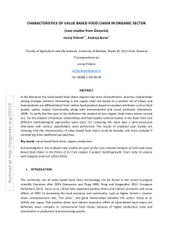 CHARACTERISTICS OF VALUE BASED FOOD CHAIN IN