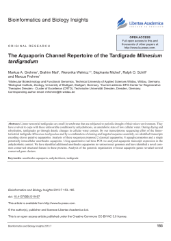 Bioinformatics and Biology Insights The Aquaporin