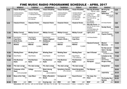 FINE MUSIC RADIO PROGRAMME SCHEDULE &ndash; APRIL 2017