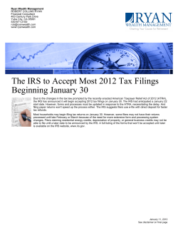 The IRS to Accept Most 2012 Tax Filings Beginning January 30