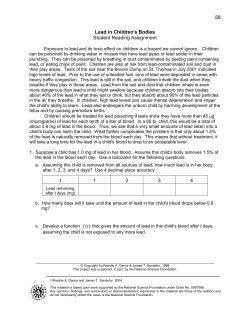 58 Lead in Children`s Bodies Student Reading Assignment t 1 2 3 4