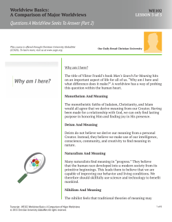 Questions A WorldView Seeks To Answer (Part 2)