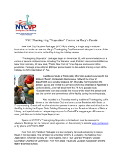 NYC Thanksgiving "Staycation" Centers on Macy`s Parade