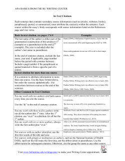 APA BASICS FROM THE BU WRITING CENTER 2 Visit www