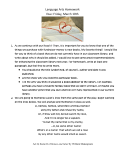 Language Arts Homework Due: Friday, March 10th