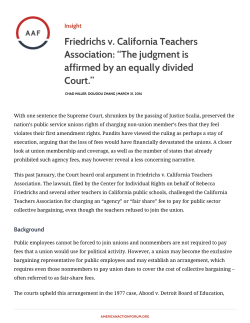 Friedrichs v. California Teachers Association: &ldquo;The judgment is