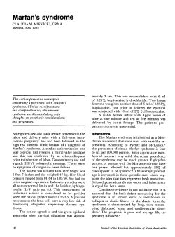 Marfan`s syndrome - American Association of Nurse Anesthetists