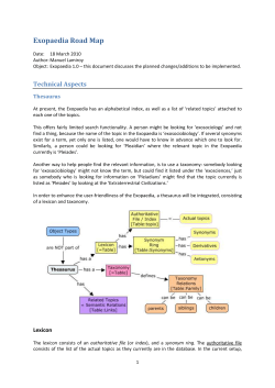 Road Map - the Exopaedia