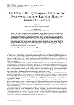 The Effect of the Etymological Elaboration and Rote Memorization