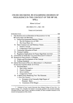 Crude Decisions: Re-Examining Degrees of Negligence in the