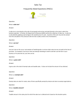 Sales Tax Frequently Asked Questions (FAQ`s)