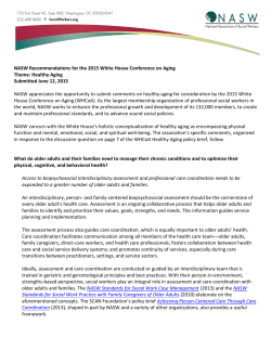 NASW Recommendations for the 2015 White House Conference on