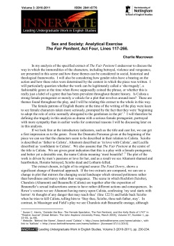 Sex and Society: Analytical Exercise The Fair Penitent, Act Four