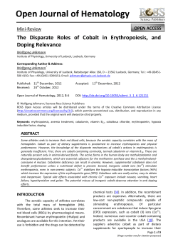 The Disparate Roles of Cobalt in Erythropoiesis, and Doping