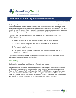 Tech Note #3: Sash Sag of Casement Windows