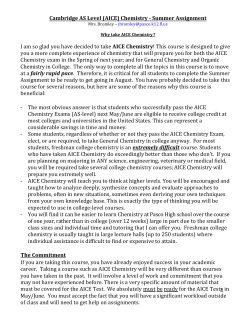 (AICE) Chemistry - Pasco High School