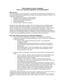 Toxic Use Reduction Legislation Recommendations