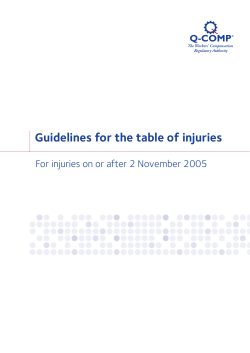 Guidelines for the table of injuries