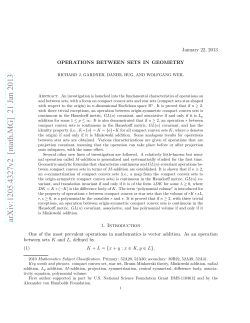 Operations between sets in geometry