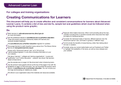 Creating Communications for Learners