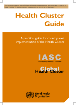 Health Cluster Guide - World Health Organization