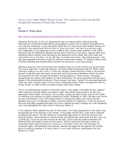 Extracts from Arthur Miller`s History Lesson: The Crucible as a Link